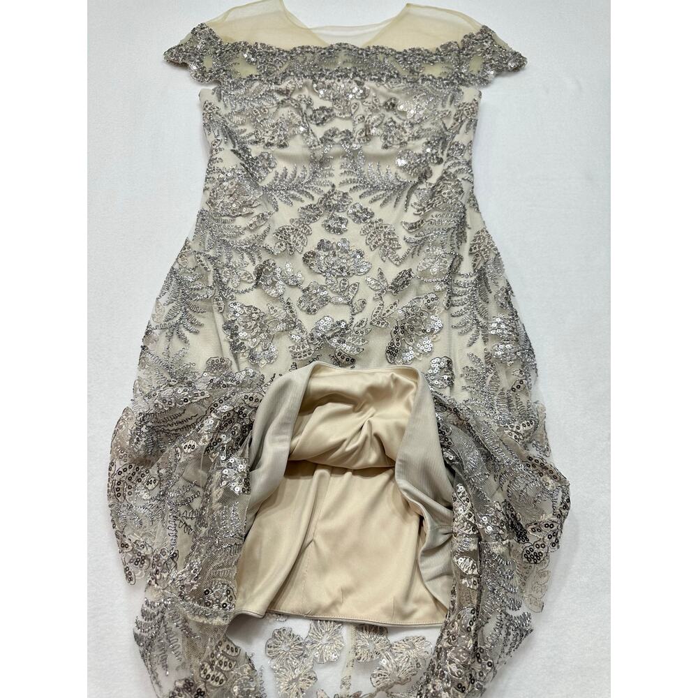 Tadashi Shoji Silver Sequin Embroidered Sheath Midi Dress Women’s Size 2 - Picture 8 of 11